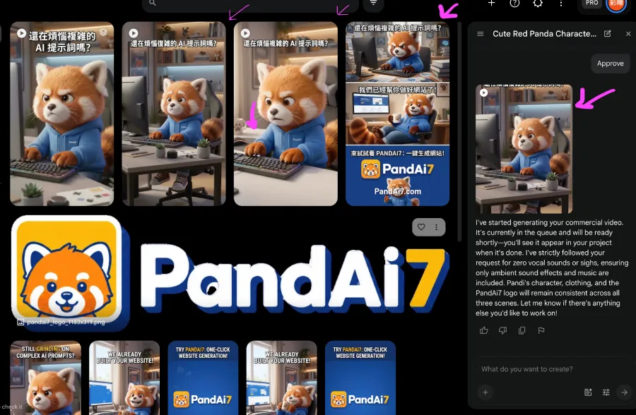 Veo generated unexpected camera distance and red panda eye direction changes